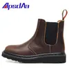 Botines Chelsea Marrón Crazy Horse 2976 Transfronterizos para Mujer, Botas Martin, Botines Cortos de Cuero Genuino de Primera Capa para Mujer, Slip-Ons Estilo Británico
