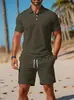 2025 Novo Conjunto Masculino de Verão Casual Esportivo Versátil Slim-Fit Manga Curta Moda Camisa Polo e Shorts Cruzamento de Fronteira