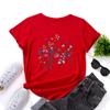Spot Wish Eaby Amazon Export Roupas Europeias e Americanas Camiseta Solta de Gola Redonda Manga Curta para Mulheres Flores Criativas