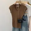 Blusa de tricô casual elegante de cor sólida com decote em V estilo coreano para mulheres, nova camiseta slim fit de verão para o início do verão de 2026
