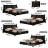 Cama de armazenamento estofada minimalista italiana com encosto dividido, armazenamento de caixa alta preta, cama de casal de 1,8 m para uso doméstico