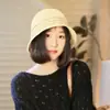 Sombrero de Pescador Tejido Delgado de Moda Estilo Coreano para Mujer, Primavera y Verano, Adelgazante de Rostro, Sombrero de Cubo Versátil Casual Tejido Hueco