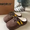 Chinelos de Algodão Camurçado para Mulheres no Outono e Inverno Novos Acolchoados Quentes Antiderrapantes Casa Casual Uso Externo Chinelos