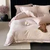Juego de Cuatro Piezas Jacquard de Color Sólido Oscuro Estilo Retro Lujo Ligero Borde Ribeteado Exquisito Textura de Cama Doble Ropa de Cama para Dormitorio