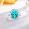 Nuevo Producto 2026 Collar de Plata de Ley S925 para Mujer con Incrustación de Color Paraíba de Laboratorio, Juego de Tres Piezas, Estilo Retro de Lujo Ligero