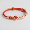 Pulsera tejida a mano con nudo concéntrico de flor de durazno, trenza de ocho hebras, con cuentas, escape, popular en el libro rojo pequeño, pulsera popular para parejas