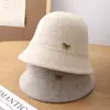 Chapéu de Pescador de Lã Estilo Japonês Feminino Outono e Inverno Estilo Coreano Chapéu Boina com Laço Chapéu de Balde Espesso Quente para Exterior Tendência