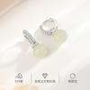 Pendientes redondos de jade hetiano natural con incrustaciones de circonio en plata esterlina S925 para mujer, nuevos pendientes pequeños de lujo ligeros y exquisitos de estilo chino.