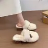 Chinelos Birkenstock de Salto Alto Branco Outono/Inverno de Uma Tira de Pelúcia Quente para Mulheres Uso Externo Novos Chinelos de Algodão 2026