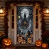 Noite Escura de Halloween Bruxa Livro de Magia Fogueira Morcego Lanterna de Abóbora Tira Longa Adesivo de Porta Festa Janela Adesivo Decorativo à Prova d'Água