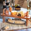 Bandeja de Almacenamiento de Madera Maciza para Postre, Estante para Almacenamiento de Pastel y Fruta para el Hogar, Bandeja de Almacenamiento para Aperitivos de Vino Tinto para Exterior, Bandeja Alta para Pastel