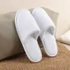 Pantuflas Desechables Gruesas de Terciopelo Coral para Hotel, B&B, Hotel, Salón de Belleza, Casa de Huéspedes, Pantuflas Desechables Blancas Puras para el Suelo