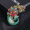 Broche de Pavo Real para Mujer, Gama Alta, Lujo Accesible, Estilo Retro Europeo y Americano, Pin de Animal Full Diamante, Accesorios de Corsage de Moda