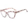Moda Transfronteriza Floral Montura Pequeña Luz Azul Gafas Ojo de Gato Estilo Europeo y Americano Mismo Estilo Trendy Color Placa Gafas Planas