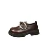 Sola de bolo de pinho estilo fada temperamento versátil sola grossa sapatos pequenos de couro femininos 2026 novo estilo laço mocassins Lolita sapatos de salto único