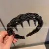 Faixa de Cabeça Preta Simples com Contas e Coroa Alta para Mulheres, Acessório de Cabelo, Grampo de Cabelo, Elástico de Cabelo, Ornamento de Cabelo, Faixa de Cabeça Trançada