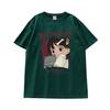 Estilo coreano gola redonda top mulheres de manga curta T-shirt feminina verão cartoon print loose design sentido nicho top fashion