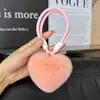Lindo Conejo Rex Real Peluche Pequeño Corazón de Melocotón Llavero de Coche Colgante Lindo Bola de Felpa Corazón Mochila Escolar Colgante de Bolso Regalo