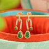 Pendientes Yuebao de plata de ley S925 con cuentas redondas de calabaza de jade chapadas en oro, de moda, ligeros, de lujo, personalizados y combinables.