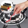 Cepillo limpiador para estufa de gas, cepillo de alambre fuerte para eliminar manchas, cepillo pequeño de acero para superficies de estufa, cepillo para ranuras y ollas de estufa de gas, cepillo de alambre de acero para ollas con mango largo