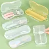 Caixa de Talheres Infantil, Porta-Colher de Silicone, Porta-Hashi e Garfo-Colher de Treinamento para Bebês em PP, Mordedor, Porta-Escova de Dentes e Mordedor