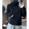 Chamarra Sudadera de Terciopelo Austriaco para Mujer Otoño e Invierno Forrada de Felpa y Engrosada Cuello Alto con Cárdigan de Fondo Top de Felpa Delgado Grueso