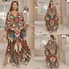 Nuevo Vestido Largo de Algodón Estampado Estilo Europeo y Americano para Vacaciones en la Playa para Mujeres, Vestido Largo Holgado, Cubre Bikini, Ropa de Protección Solar