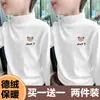Y2578 # Roupa Íntima Térmica de Veludo Infantil Outono e Inverno Estilosa Camiseta Grossa de Manga Longa para Meninos com Gola Alta Parcial para Aquecimento.