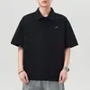 Camisa Polo pesada de 240g para homens, novo estilo verão 2026, camiseta de manga curta com gola de lapela, top casual solto para homens