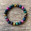 Pulsera Popular Transfronteriza Temu Xiyin Tk con Cuentas Hecha de Aventurina Verde Ojo de Tigre Pulsera Elástica Hecha a Mano