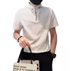 Camisa Polo Retro Bordada de Manga Corta para Hombre Transfronteriza Verano Nuevo Estilo Coreano Solapa Simple Corte Ajustado Camiseta Top Tendencia