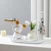Bandeja de almacenamiento de llaves para pasillo con decoración de oso violento, para sala de estar, escritorio, jarrón creativo, arreglo floral, decoración del hogar