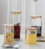 Frasco de almacenamiento cuadrado 60/100 mm de alto vidrio de borosilicato frasco para té frasco cuadrado para snacks frasco sellado para granos resistente al calor