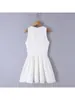 Marca Z Popular en Aliexpress para Mujer Encaje Francés Europeo Cuello en V Moda Cintura Ceñida Vestido Transfronterizo Blanco Za