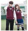 Uniformes de ensino médio outono e inverno estilo acadêmico japonês e coreano colete de tricô conjunto de três peças para uso diário em sala de aula de alunos do ensino fundamental e médio atacado