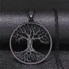 Colgante Árbol de la Vida Transfronterizo Europeo y Americano DIY Acero Inoxidable Collar para Mujer Joyería Personalizada de Nicho Colgante Regalo para Hombres
