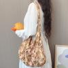Bolsa de lona com estampa de leopardo azul, grande capacidade, pequena bolsa de ombro floral, estilo japonês e coreano, estilo pastoral, deslocamento diário