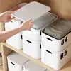 Caja de Almacenamiento Estilo Japonés con Tapa, Cesta Organizadora de Escritorio para Artículos Varios y Snacks, Caja Organizadora de Plástico para Almacenamiento de Cosméticos en Escritorio de Dormitorio