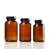 Botellas de boca ancha de color marrón oscuro al por mayor de varios tamaños, botellas de vidrio para cápsulas selladas, productos oscuros para el cuidado de la salud, botellas vacías divididas de Cordyceps