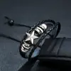 Ventas directas de fábrica: Pulsera de Cuero con Abalorios de Estrella de Cinco Puntas, Joyería Tejida Personalizada para Estudiantes, Accesorio de Mano de Cuero Ajustable