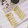 Pendientes de Borlas con Lentejuelas de Metal Exageradas de Moda Transfronterizos Europeos y Americanos para Mujer, Pendientes de Botón de Oreja de Lujo Ligero, Moda de Nicho, Pendientes de Moda de Gama Alta