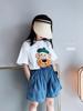 Camiseta de Manga Corta para Niñas Estilo Verano Nuevo Vestido de Verano para Niños Medianos-grandes Estampado de Letras Estilo Occidental Top Infantil Holgado de Media Manga