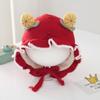 Gorro de bebé Otoño e Invierno Gorro rojo de Año Nuevo Gorro de lana Lindo gorro de punto para bebé Un año Luna llena Cien días