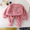 Conjunto de Pijama para Niños Invierno Nuevo Bebé Terciopelo Engrosado Niños Ropa para el Hogar Niñas Ropa Cálida Ropa para Niños