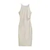Vestido sexy de estilo europeo y americano, de doble cara, con volantes, tirantes finos y abertura, largo de verano, nuevo, versátil, de línea A, ajustado al cuerpo