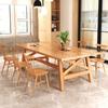 Mesa de comedor y silla de madera maciza estilo pastoral campestre, mesa de comedor para seis personas, mesa de comedor rústica de troncos.
