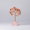 Adorno de árbol de cristal natural, estilo europeo y americano, hecho de piedra triturada y tejido con alambre de cobre, piedra en bruto de cristal rosa, árbol de la vida, árbol de la fortuna de cristal