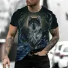 Série de Impressão 3D Beleza Realista e Lobo Nova Chegada Verão 2024 Tops e Camisetas Masculinas Soltos Versáteis para o Dia a Dia