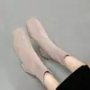 Botines Botas de Mujer 2026 Primavera Nuevos Punta Cuadrada Con Peluche Adentro Botas de Moda Tacón Grueso Elásticas Estilizadoras Botas Tipo Calceta Botas Color Nude Mujer