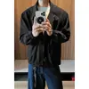 Nueva chaqueta de otoño e invierno para hombre, estilo Hong Kong, talla grande, color liso de moda, elegante chaqueta con cremallera tipo lino para hombre